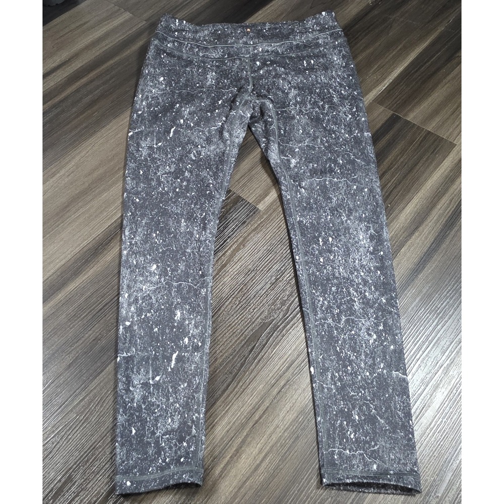 Lucy Activewear Leggings Large Gray White Speckled Acid Wash Pocket Yoga Pants L - Picture 2 of 7